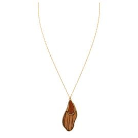Holzkern Damen-Halskette Sequoia Zebrano/Goldfarben