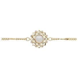 Holzkern Damen-Armband Composition Gem Mondstein/Goldfarben