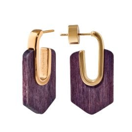 Holzkern Damen-Ohrringe Ohrstecker Sequoia Amaranth/Goldfarben