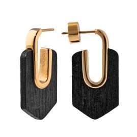 Holzkern Damen-Ohrringe Sequoia Ohrstecker Walnuss/Goldfarben II
