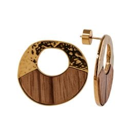 Holzkern Damen-Ohrstecker Sequoia Ohrringe Zebrano/Goldfarben I