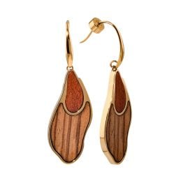 Holzkern Damen-Ohrhänger Ohrringe Sequoia Zebrano/Goldfarben II