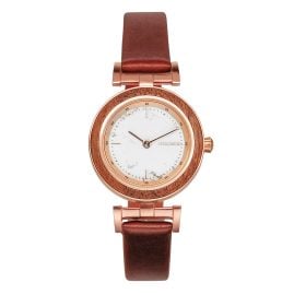 Holzkern Damenarmbanduhr Quarz Ida Walnuss/Marmor