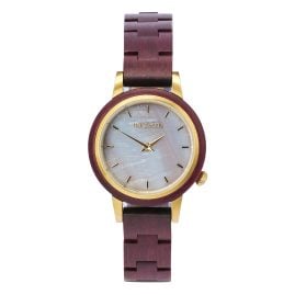 Holzkern Damen-Armbanduhr Quarz Napali Amaranth/Perlmutt