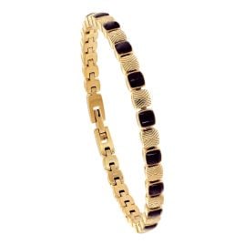 Holzkern Men's Stainless Steel Bracelet Peppered Maple/Gold-Tone