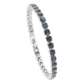 Holzkern Men's Stainless Steel Bracelet Peppered Labradorite/Silver-Tone