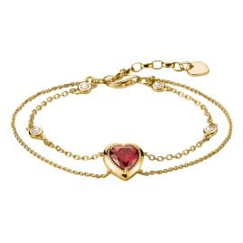 Thomas Sabo A2222-414-10-L19V Damenarmband Elyndra Goldfarben mit Herz Granatrot