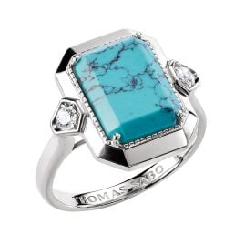 Thomas Sabo TR2506-405-17 Damenring Silber Elyndra Türkisfarbenes Oktagon