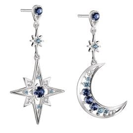 Thomas Sabo H2379-166-1 Damenohrringe Silber Mond und Stern Blaue Steine