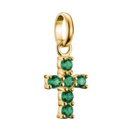 Thomas Sabo CC1206-M01-6 Anhänger Kreuz Goldfarben mit Grünen Steinen