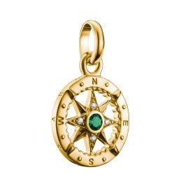 Thomas Sabo CC1261-M01-6 Anhänger Kompass Goldfarben mit Grünem Stein