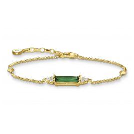 Thomas Sabo A2018-971-6-L19v Ladies' Bracelet Green Stone Gold Plated