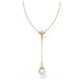 Thomas Sabo KE1986-445-14-L45v Women's Necklace Pearl with Star Gold Tone