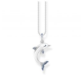Thomas Sabo KE2144-644-1-L45v Damen-Kette Delfin mit Blauen Steinen Silber