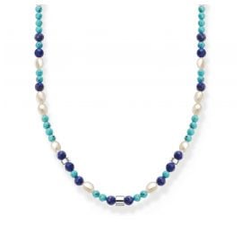 Thomas Sabo KE2162-775-7-L45v Halskette mit Blauen Steinen und Perlen