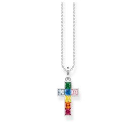 Thomas Sabo KE2166-477-7-L45v Women's Necklace Cross Colourful Stones