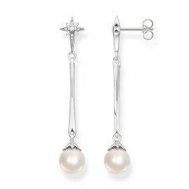 Thomas Sabo H2119-167-14 Damen-Ohrringe Perle mit Stern Ohrhänger Silber