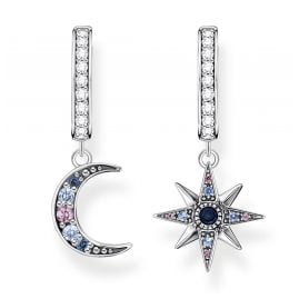 Thomas Sabo CR682-945-7 Women's Hoop Earrings Royalty Star & Moon Silver