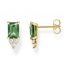 Thomas Sabo H2173-971-6 Women's Stud Earrings Green Stone Gold Tone