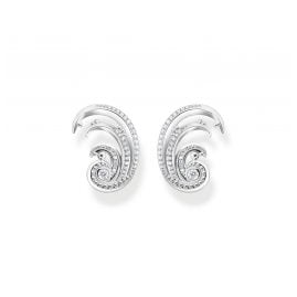 Thomas Sabo H2225-051-14 Women's Earrings Wave with White Stones Silver
