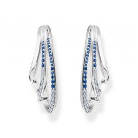 Thomas Sabo H2230-644-1 Women's Hoop Earrings Wave with Blue Stones