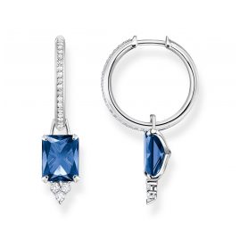 Thomas Sabo CR684-166-1 Women's Hoop Earrings Silver with Blue Stone