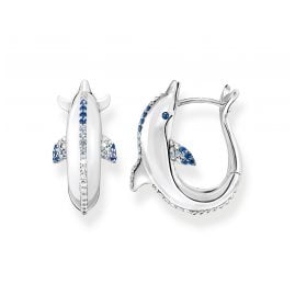 Thomas Sabo CR688-644-1 Women's Hoop Earrings Dolphin with Blue Stones