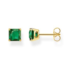 Thomas Sabo H2174-472-6 Women's Stud Earrings Gold Tone Green Stone