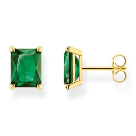 Thomas Sabo H2201-472-6 Women's Stud Earrings Gold Tone Green Stone