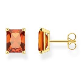 Thomas Sabo H2201-472-8 Ladies' Stud Earrings Gold Tone Orange Stone