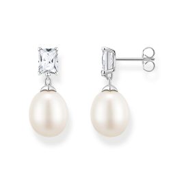 Thomas Sabo H2241-167-14 Silber-Ohrringe für Damen Perle mit Weißem Stein