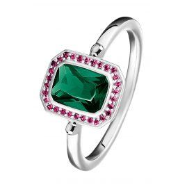 Thomas Sabo TR2264-348-7 Damen-Silberring Steine Rot & Grün