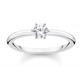 E&e Single Zirconia Plain Sterling Silver Ring in Metallic Womens Jewellery Rings 