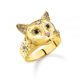 Thomas Sabo TR2290-471-7 Ladies' Ring Cat Gold Plated Silver