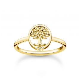 Thomas Sabo TR2375-414-14 Ladies' Ring Tree of Love with Stones Gold Tone