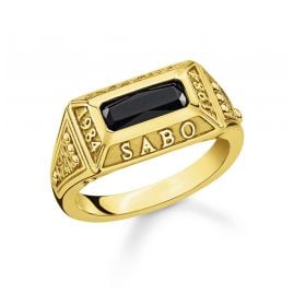 Thomas Sabo TR2243-966-11 College Ring Black Stone Gold Tone