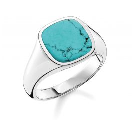 Thomas Sabo TR2332-404-17 Unisex Signet Ring with Turquoise Stone Silver