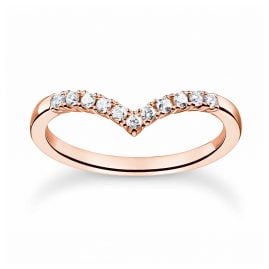 Thomas Sabo TR2394-416-14 Ladies' Ring V-Shape with White Stones Rose Gold Tone