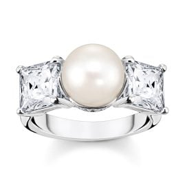 Thomas Sabo TR2408-167-14 Damen-Ring Perle und Weiße Steine Silber