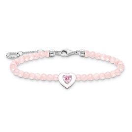Thomas Sabo A2092-035-9-L19v Women's Bracelet Heart with Rose Quartz