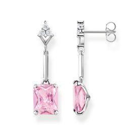 Thomas Sabo H2177-051-9 Silver Drop Earrings for Women Pink Stone