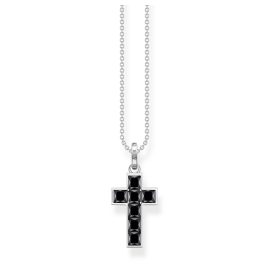 Thomas Sabo KE2166-643-11-L45v Damen-Halskette Silber Kreuz Schwarze Steine