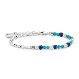 Thomas Sabo A2100-056-7 Charm Bracelet Pearls and Blue Beads