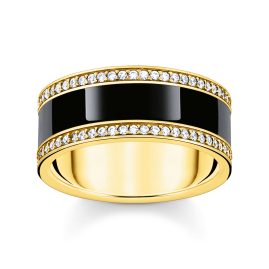 Thomas Sabo TR2446-565-11 Damen-Ring Goldfarben mit Schwarzer Emaille
