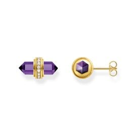Thomas Sabo H2281-414-13 Damen-Ohrringe mit violettem Kristall Goldfarben