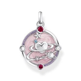 Thomas Sabo PE959-340-9 Pendant Pink with Heart Planet and Stones Silver