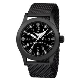 KHS PLABSSF.MB Herren-Armbanduhr Platoon Solar Meshband Schwarz