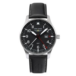 Iron Annie 5644-2 Men's Aviator Watch GMT Black Leather Strap