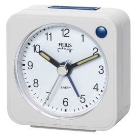 Filius 0524-0 Alarm Clock Without Ticking Small Format 5.5 x 5.5 cm White