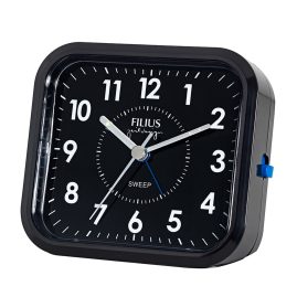 Filius 0529-7 Alarm Clock No Ticking Quartz 10 x 9 cm Black